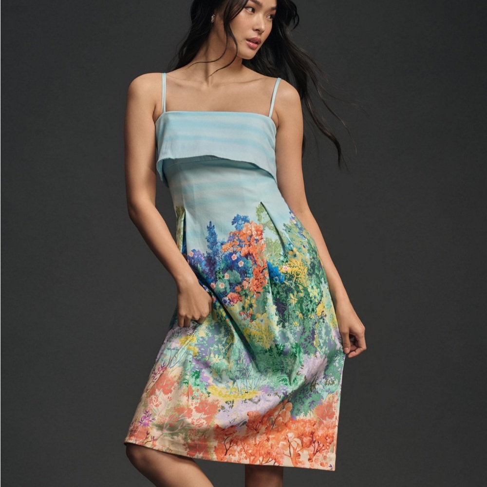 By Anthropologie Sleeveless Foldover Knee Length Dress